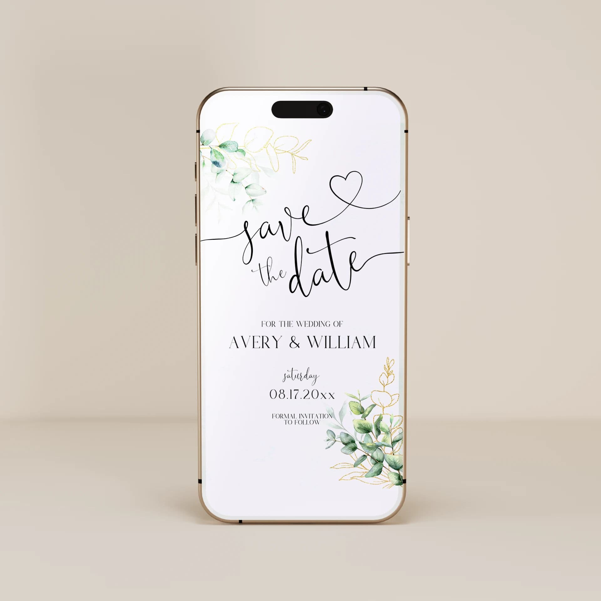 Eucalyptus Gold — Save the Date E-Card