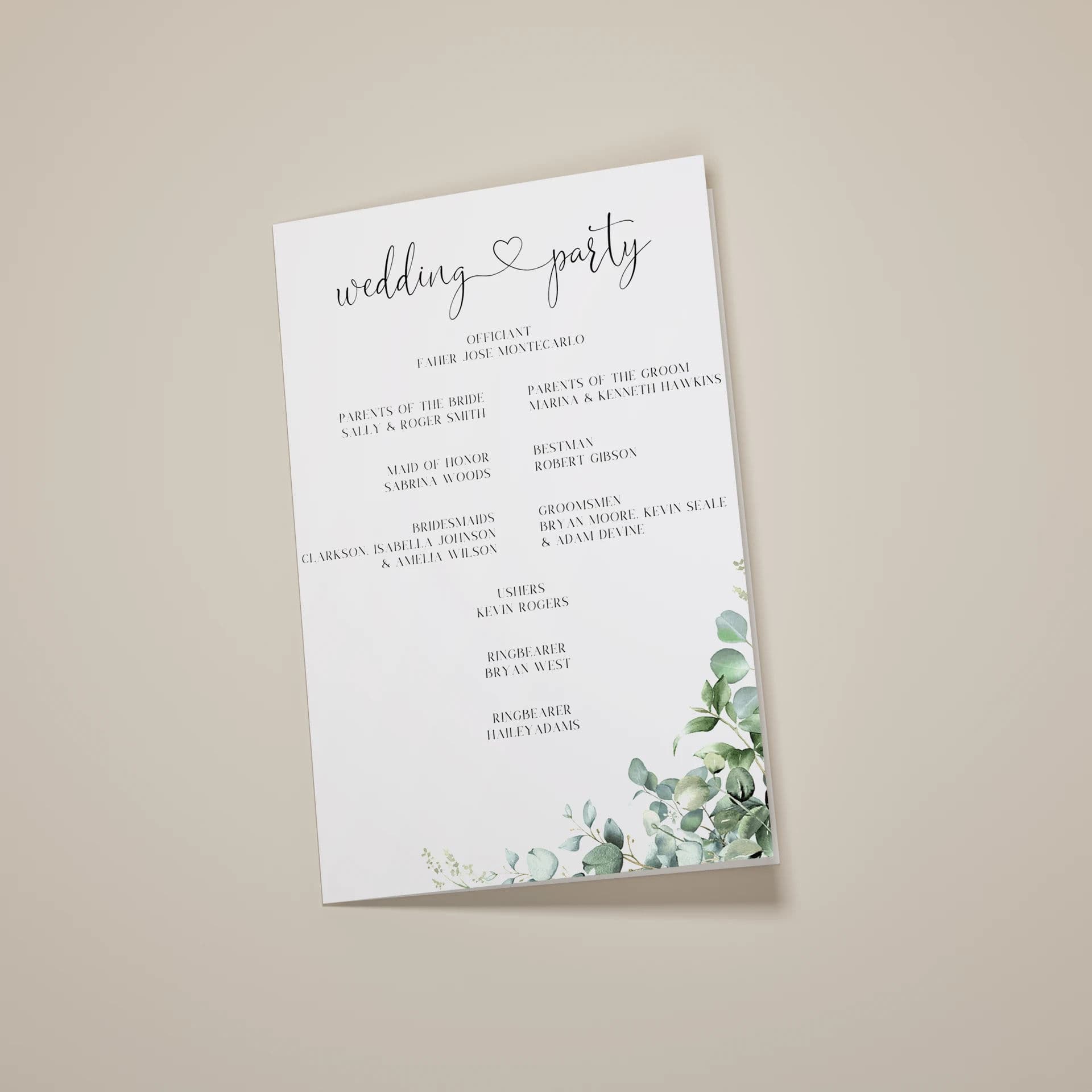 Wedding template preview